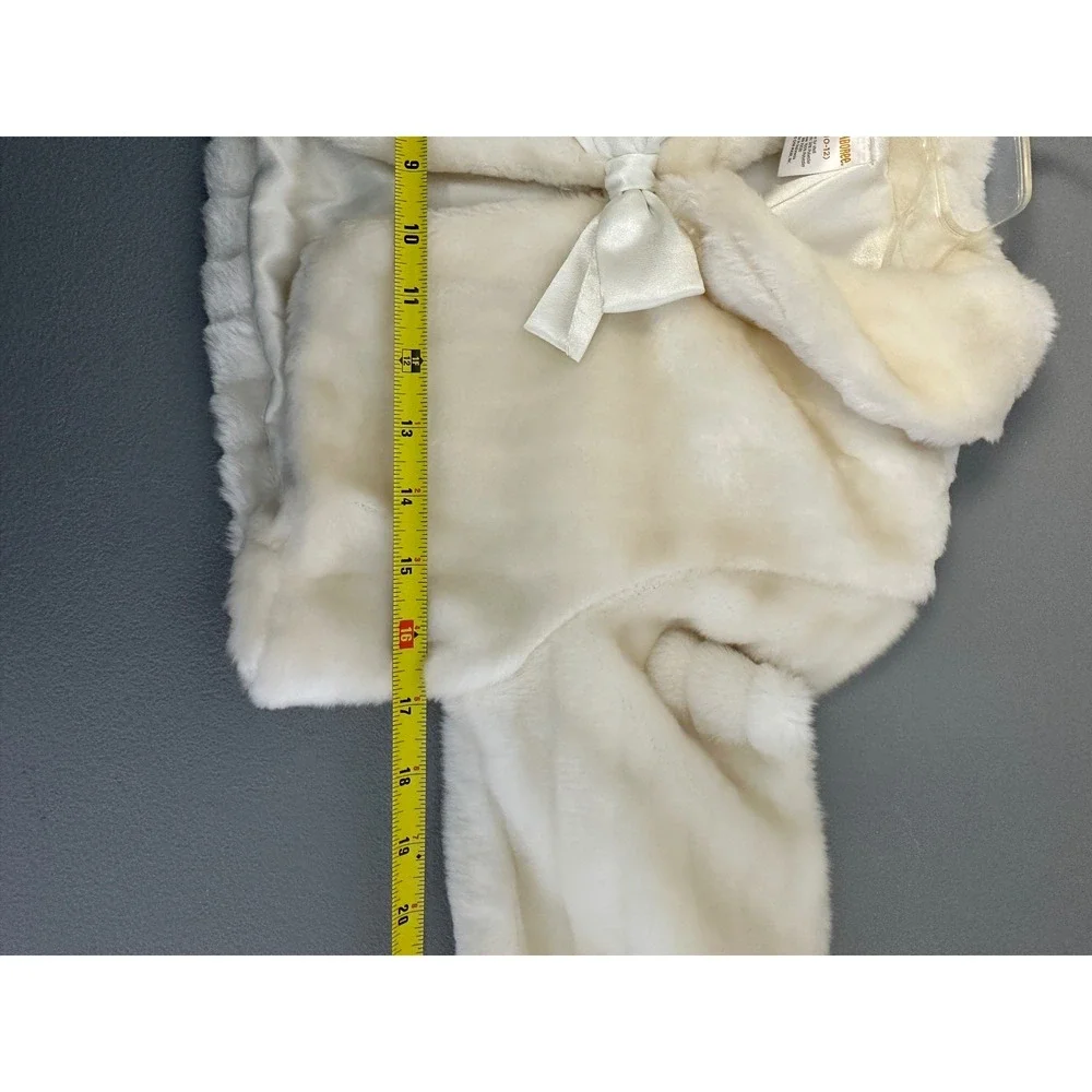 Gymboree Girls Ivory Faux Fur Bolero Jacket Shrug Bow Size‎ 10-12